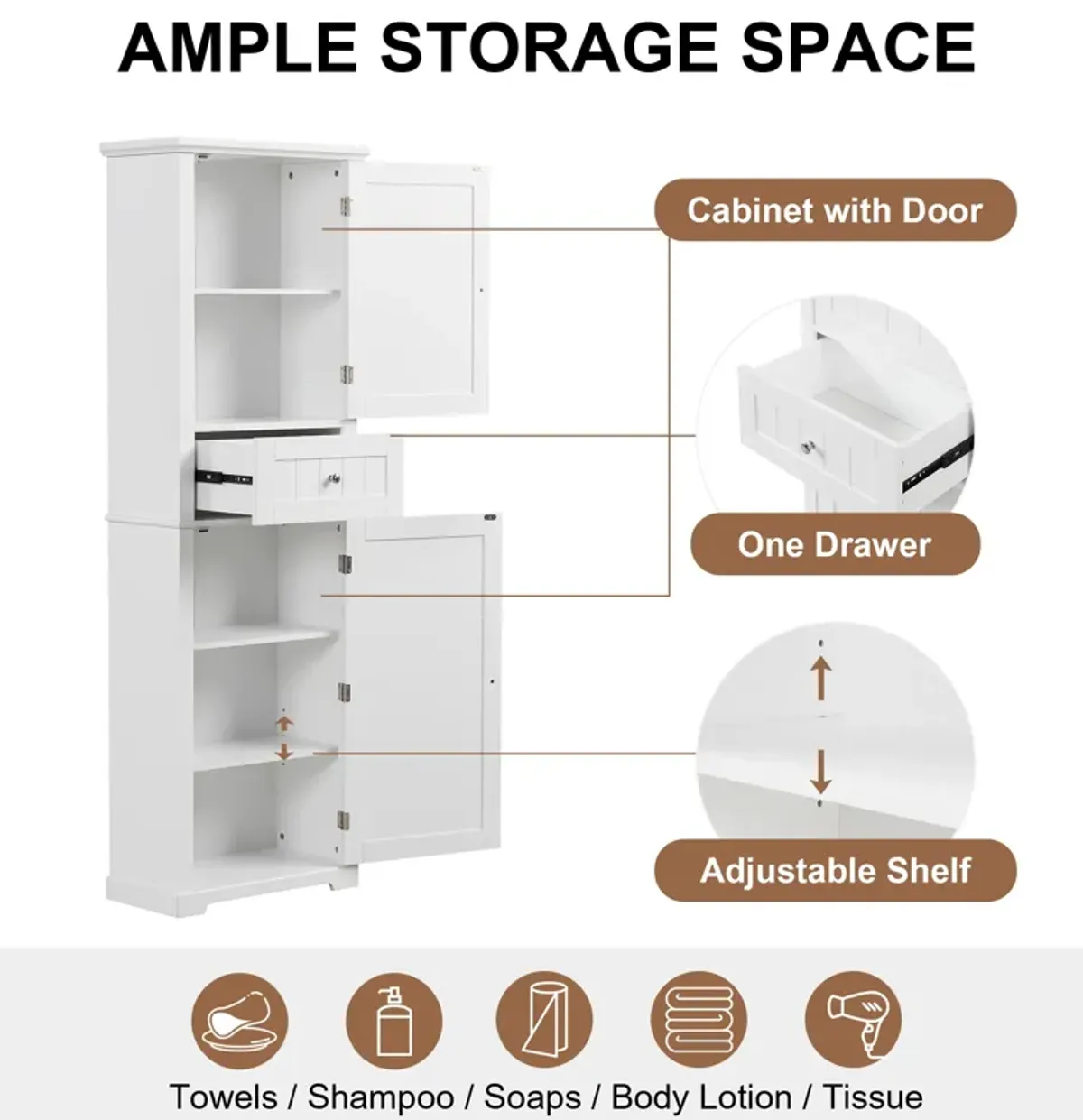 Merax Freestanding Storage Cabinet Bathroom Cabinet