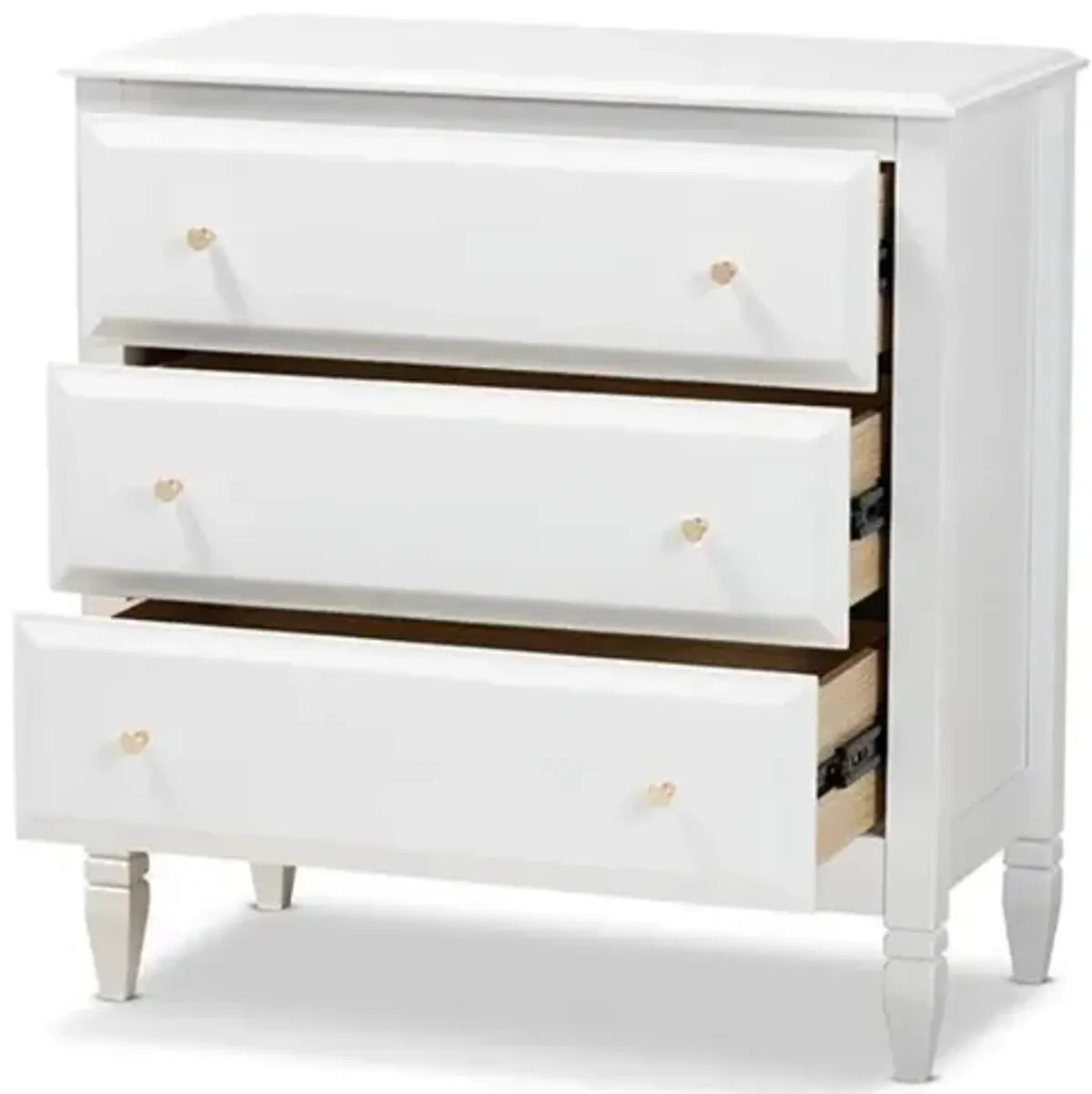 Baxton Studio Naomi Classic and Transitional White Finished Wood 3-Drawer Bedroom Chest