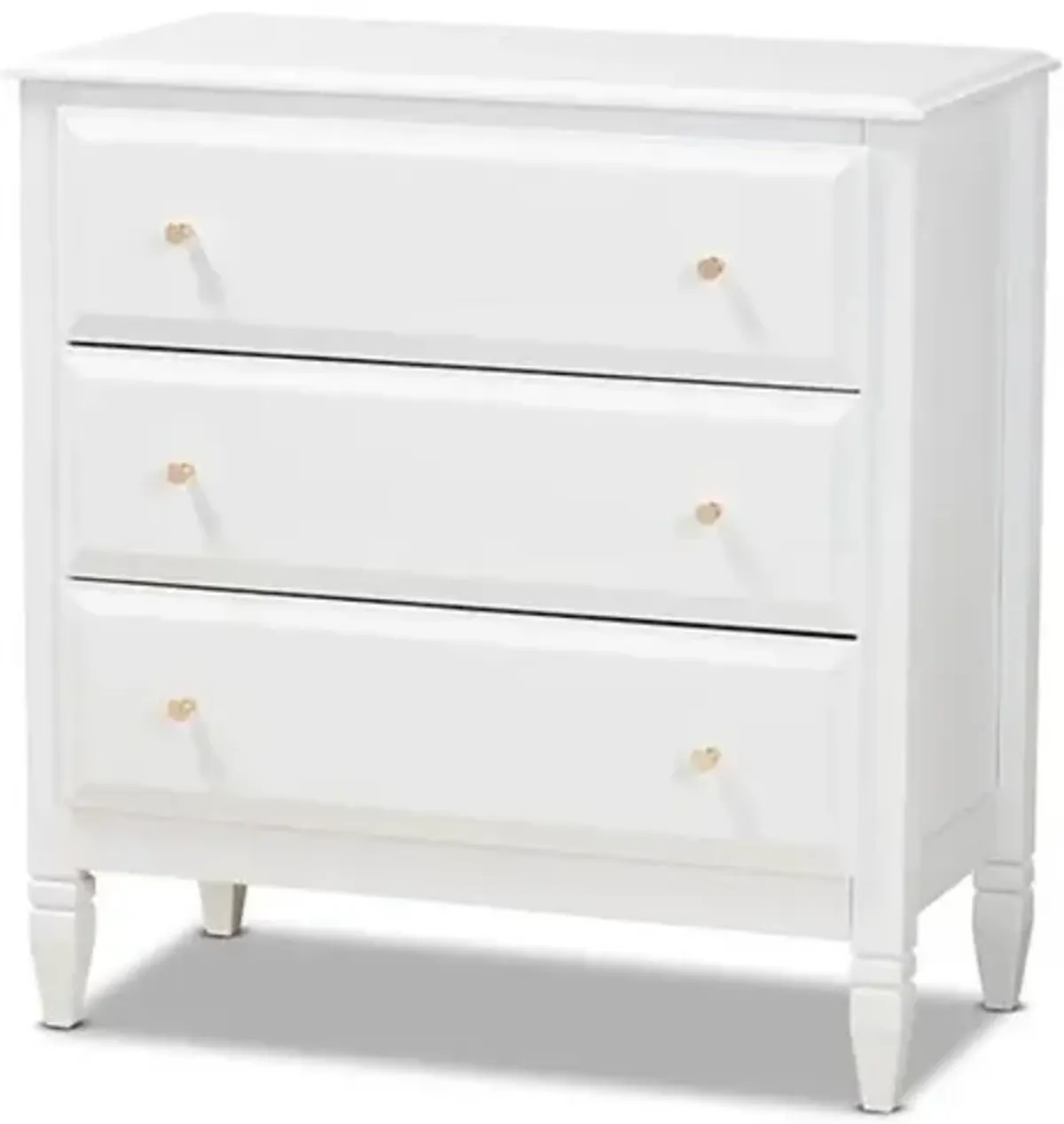 Baxton Studio Naomi Classic and Transitional White Finished Wood 3-Drawer Bedroom Chest