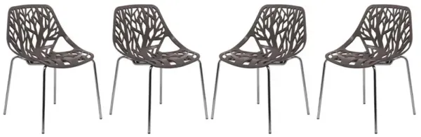 LeisureMod Modern Asbury Dining Chair w/ Chromed Legs, Set of 4