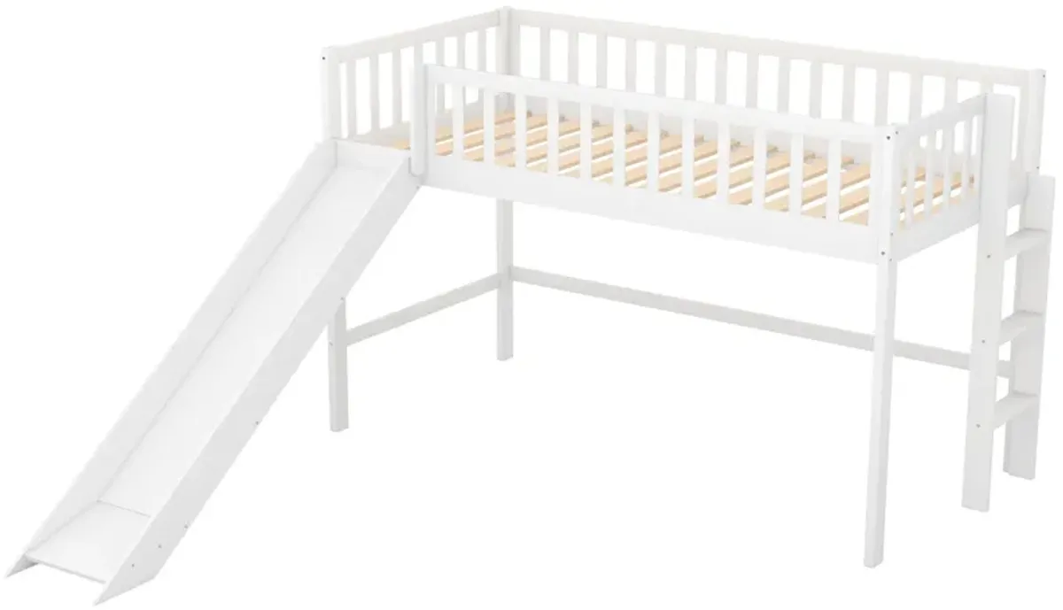 Merax  Low Loft Bed with Ladder and Slide