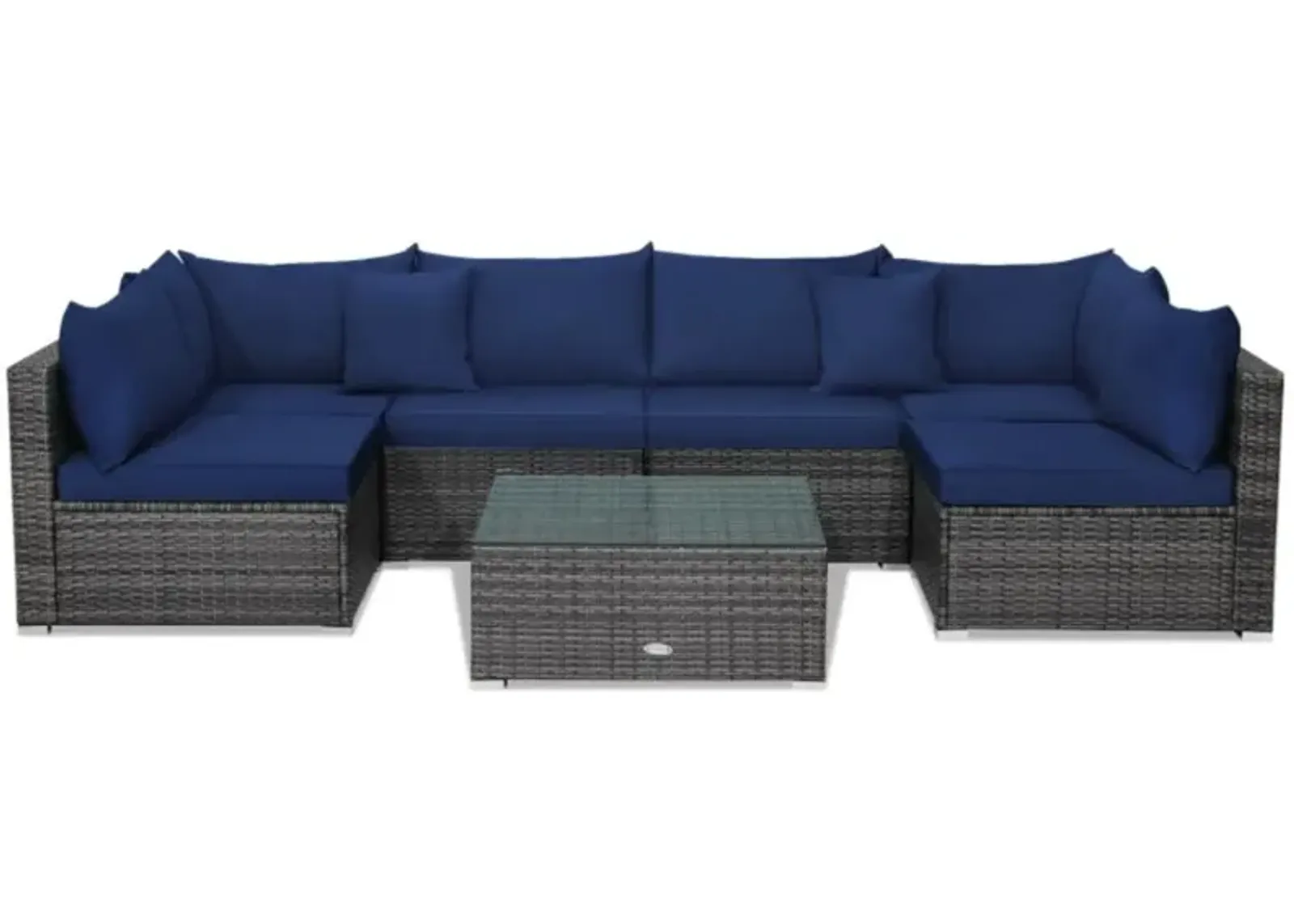 Hivvago 7 Pieces Patio Rattan Furniture Set with Sectional Sofa Cushioned