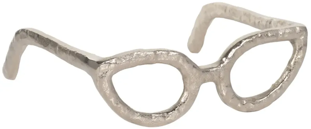 Silver Cat Eye Glasses Sculpture