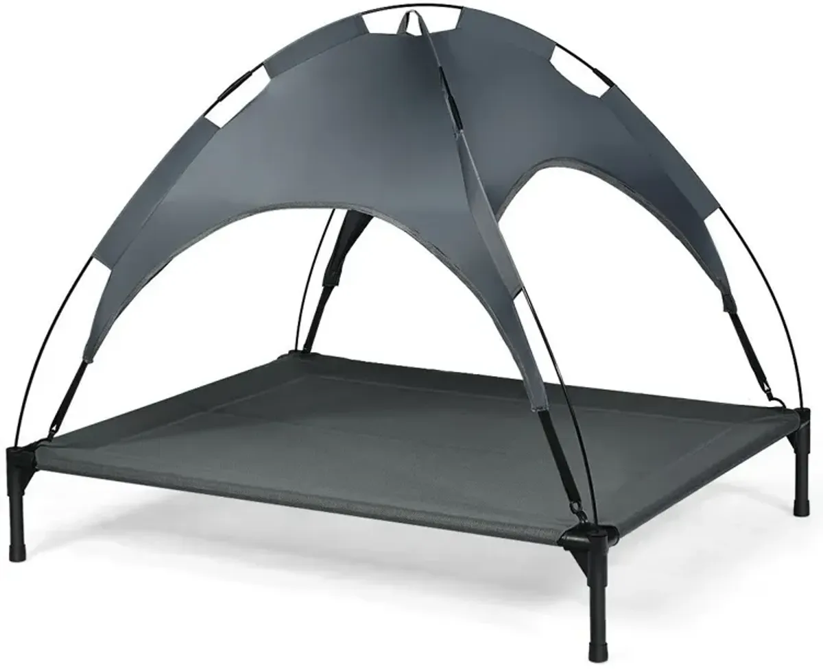 Portable Elevated Outdoor Pet Bed with Removable Canopy Shade