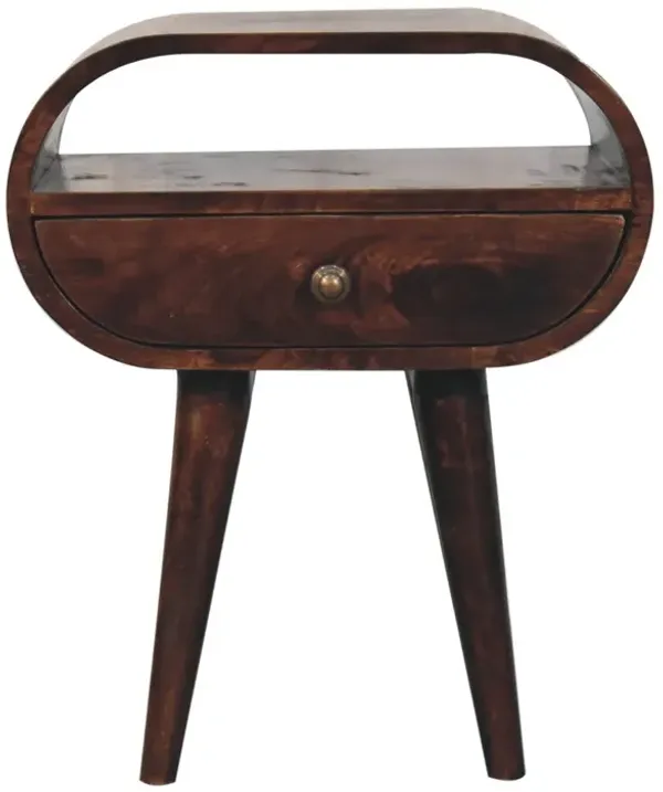 Artisan Furniture Solid Wood California Walnut Circular Bedside with Open Slot