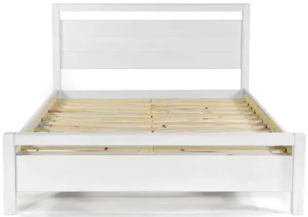 Hivvago Queen Size FarmHouse Traditional Rustic White Platform Bed