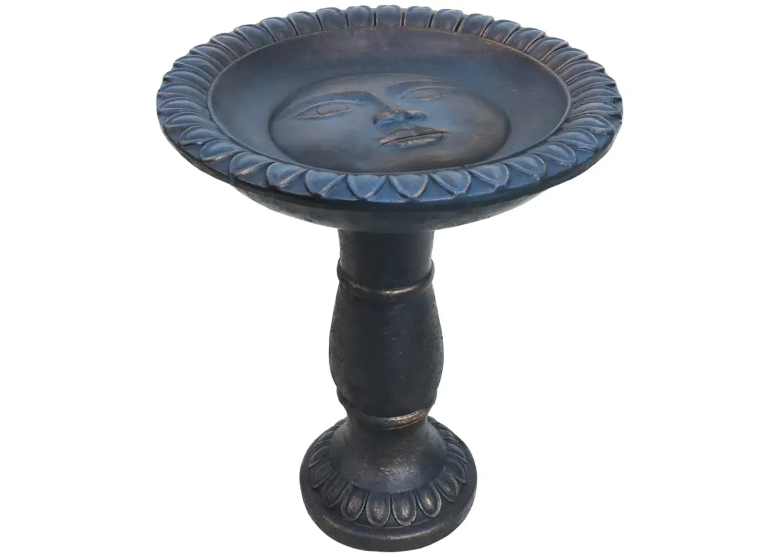 Sunnydaze Facade du Soleil Reinforced Concrete Bird Bath - 26 in - Blue