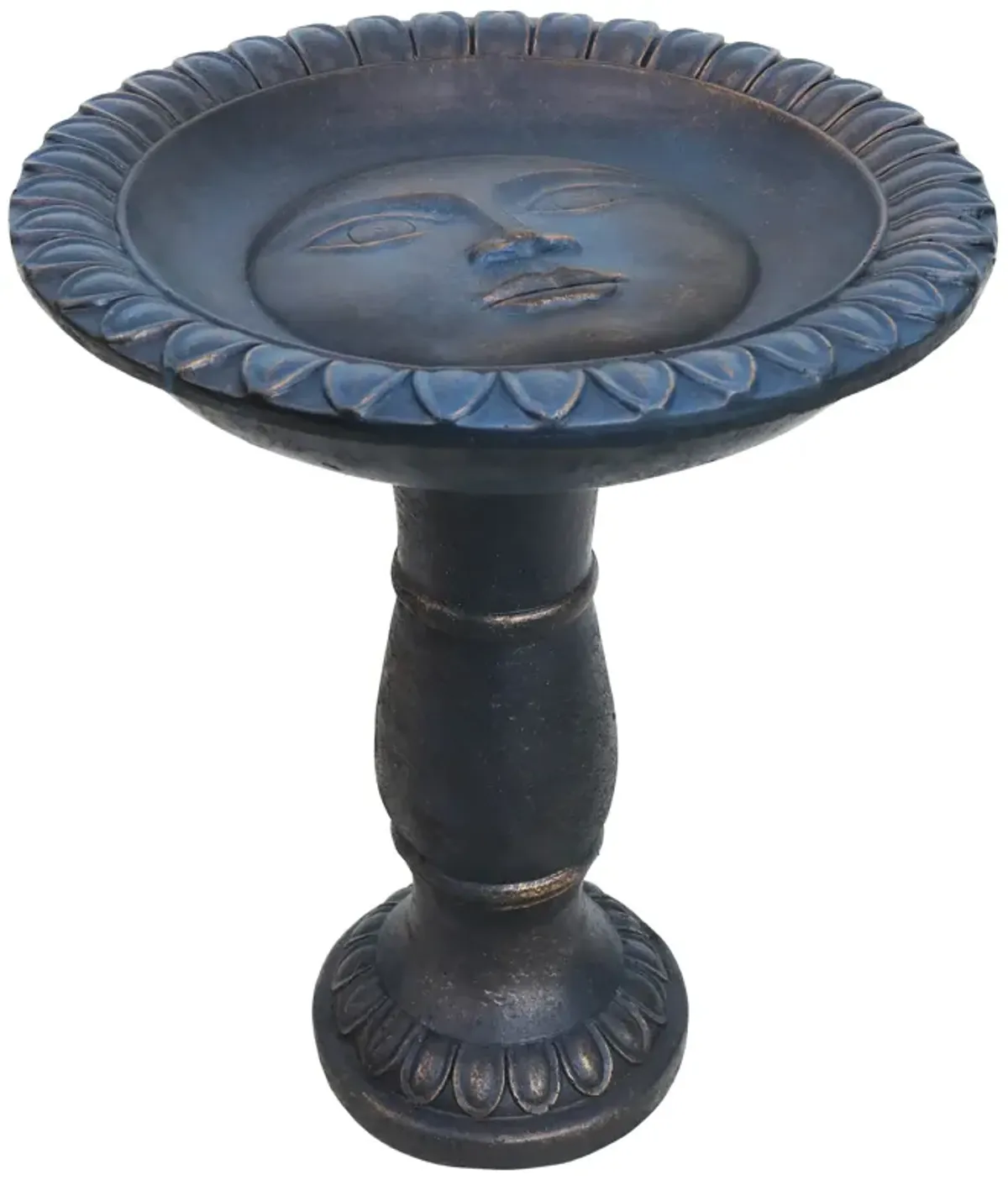 Sunnydaze Facade du Soleil Reinforced Concrete Bird Bath - 26 in - Blue