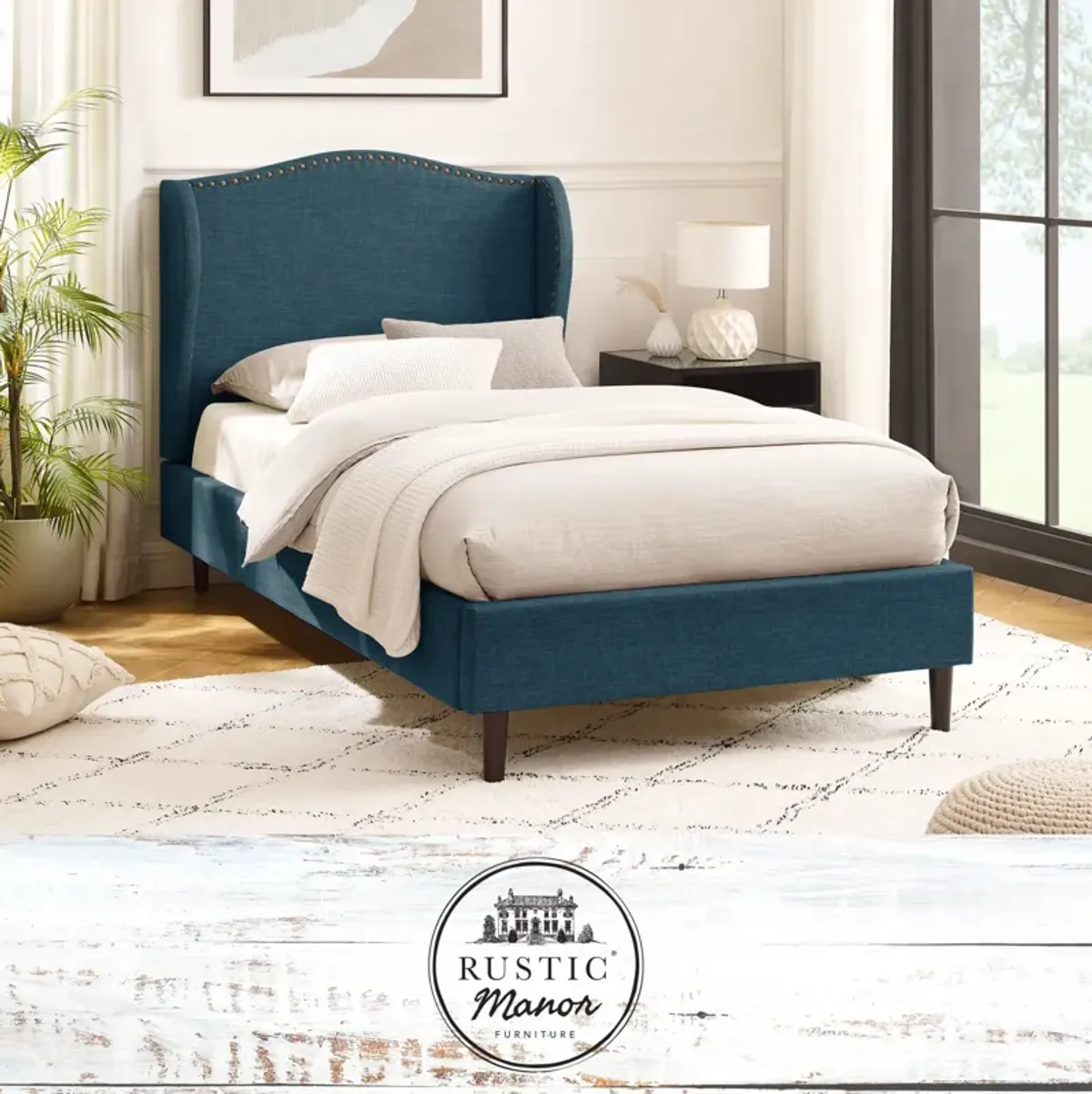 Rustic Manor Ciana Linen Platform Bed