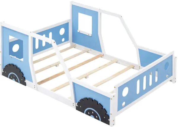 Merax Full Size Classic Car-Shaped Platform Bed with Wheels