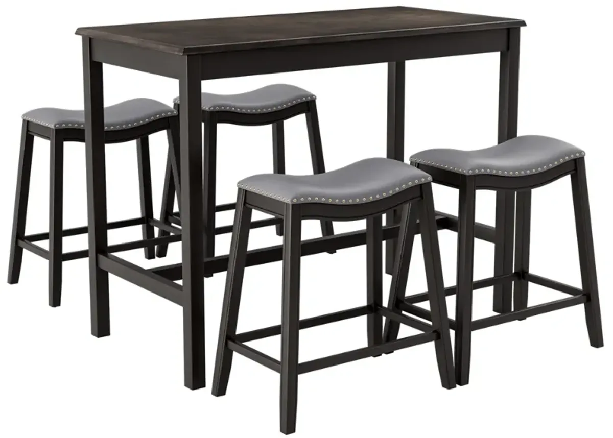 5-Piece Dining Set with 4 Upholstered Stools