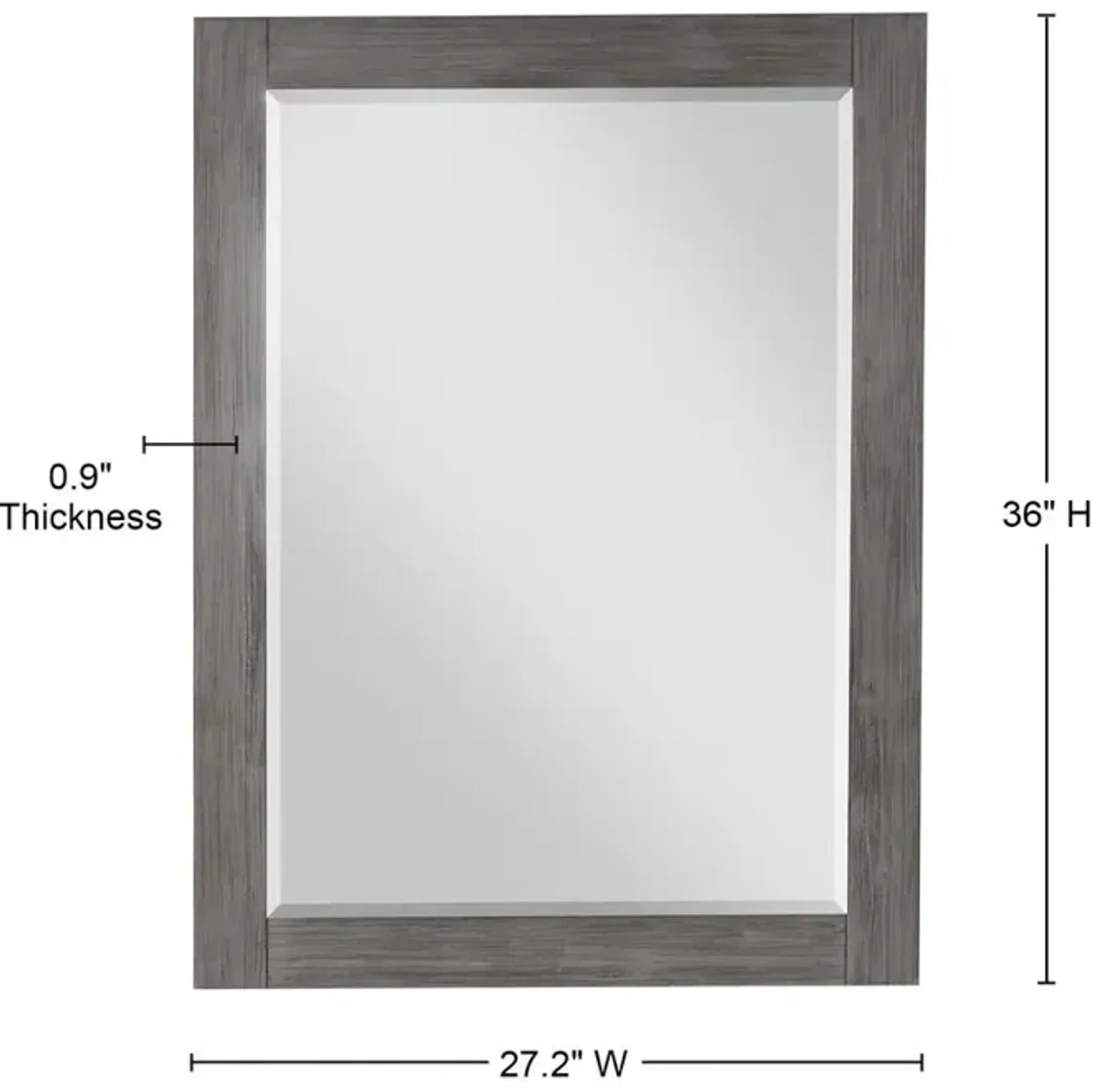 Altair 28 Rectangular Bathroom Wood Framed Wall Mirror in Classical Grey