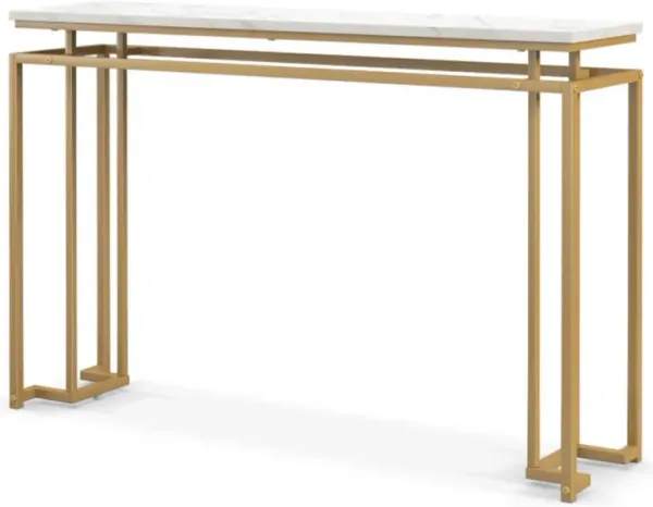 Hivvago Modern Entryway Table with Gold Heavy-duty Metal Frame and Anti-toppling Kit for Living Room