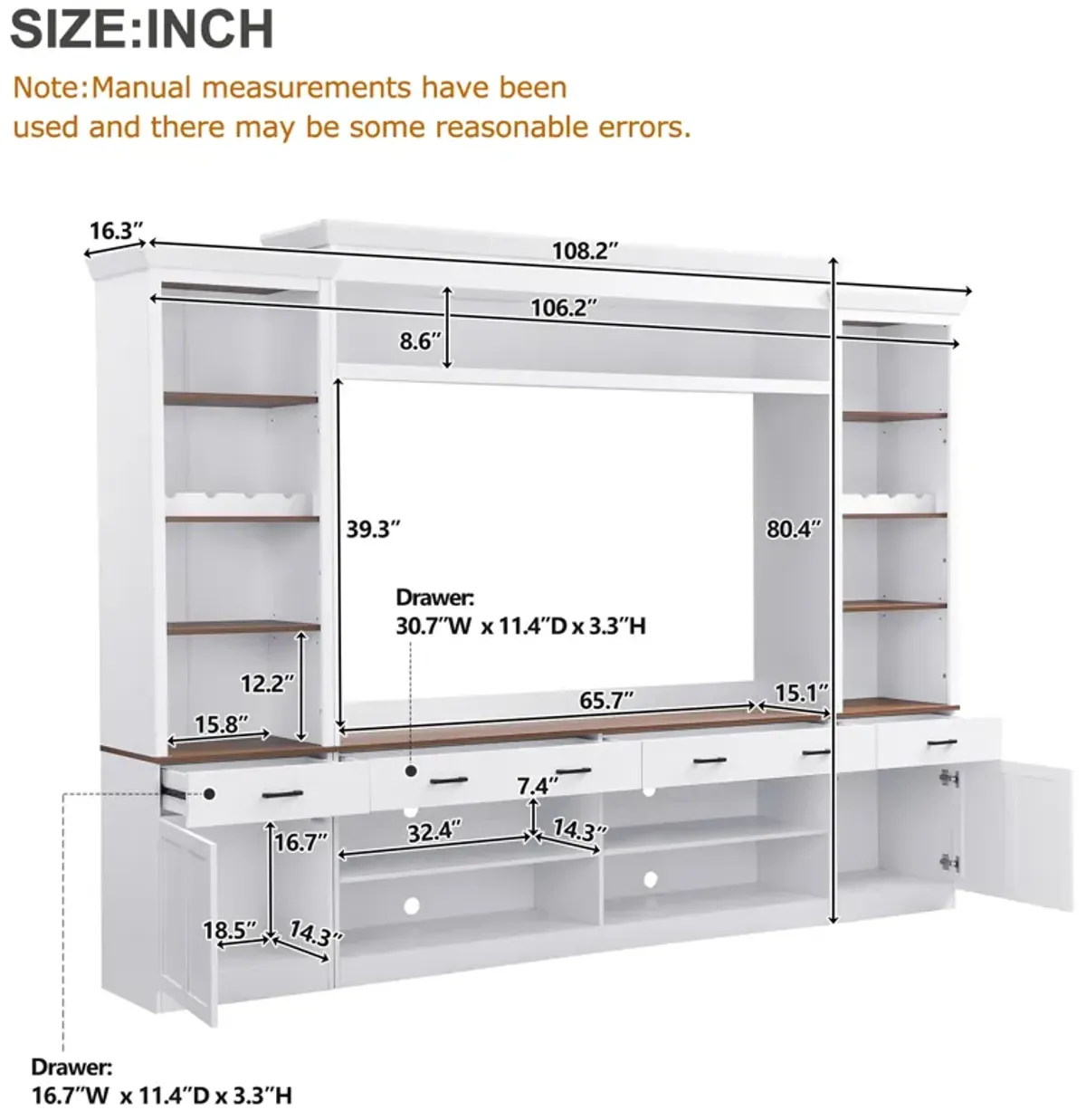 Merax Mid-Century Media Console  Entertainment Wall Unit Set for TVs Up to 70"
