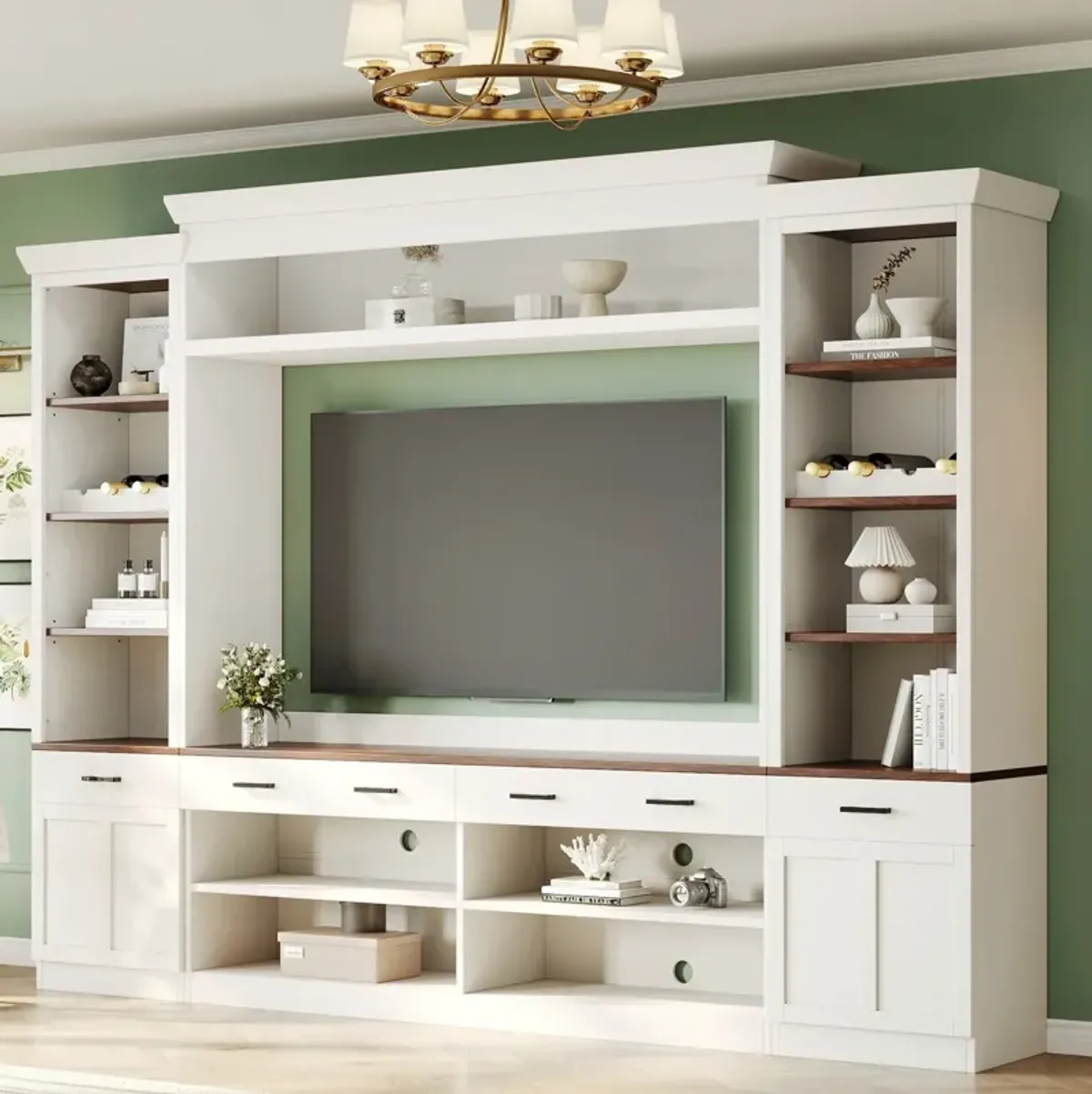 Merax Mid-Century Media Console  Entertainment Wall Unit Set for TVs Up to 70"