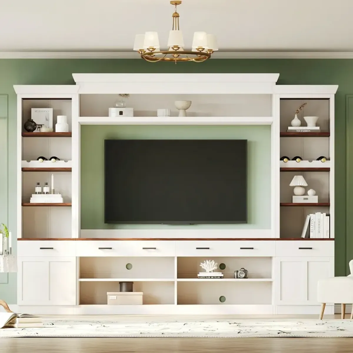 Merax Mid-Century Media Console  Entertainment Wall Unit Set for TVs Up to 70"