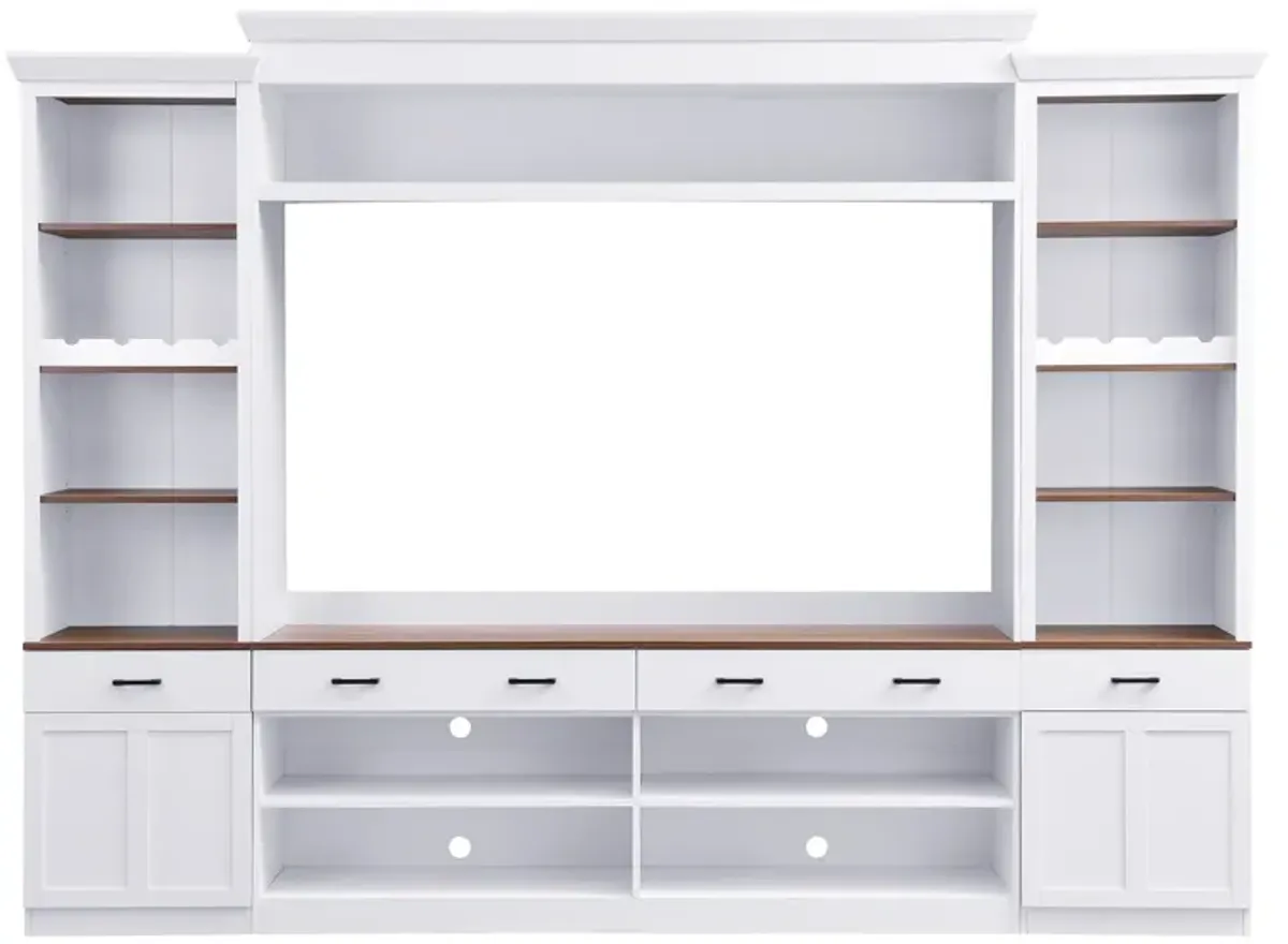 Merax Mid-Century Media Console  Entertainment Wall Unit Set for TVs Up to 70"