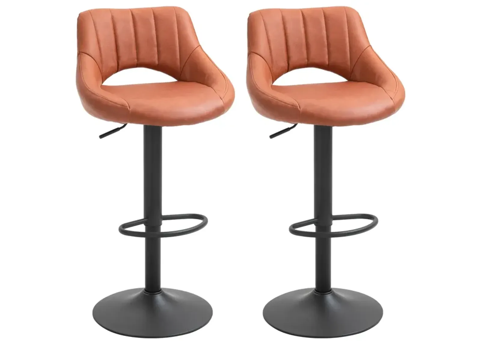 Brown Modern Seating: Set of 2 Swivel Bar Stools with Adjustable Height