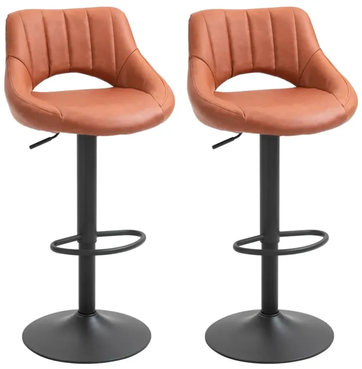 Brown Modern Seating: Set of 2 Swivel Bar Stools with Adjustable Height