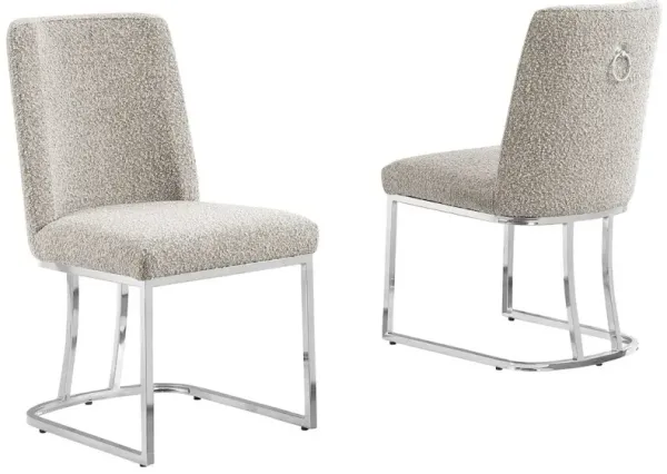 Best Quality Furniture Gray With Silver Chrome Base Side Chairs, Set Of 2