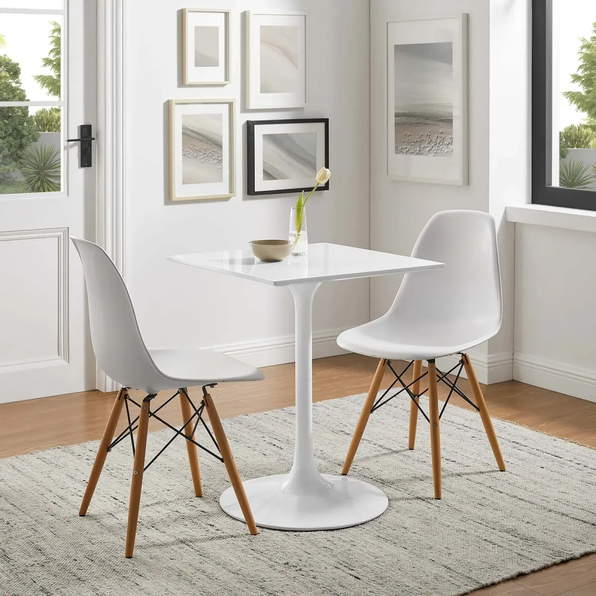 Modway - Lippa 24" Square Wood Top Dining Table White