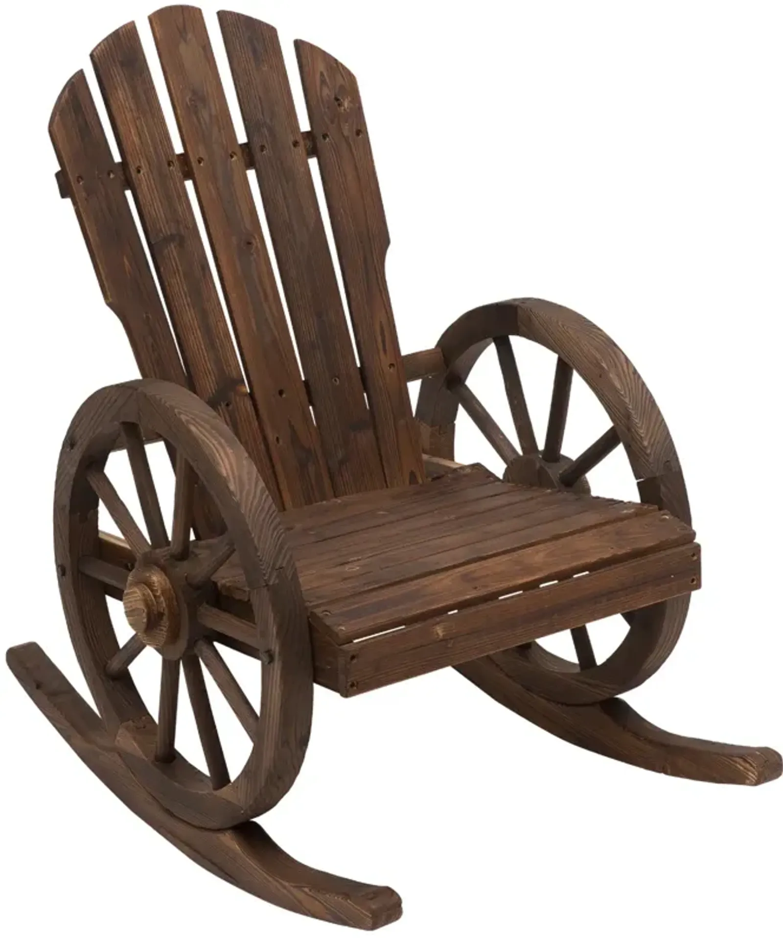 Brown Adirondack Rocker: All-Weather Patio Chair with Oversized Back