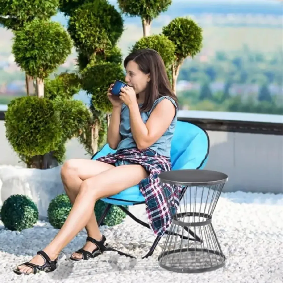 Modern Side Table For Outdoor, Functional & Space-Saving Design