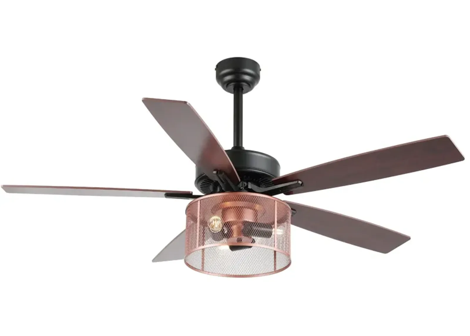 Max Farmhouse Industrial Iron/Wood Mobile Appremote Controlled LED Ceiling Fan