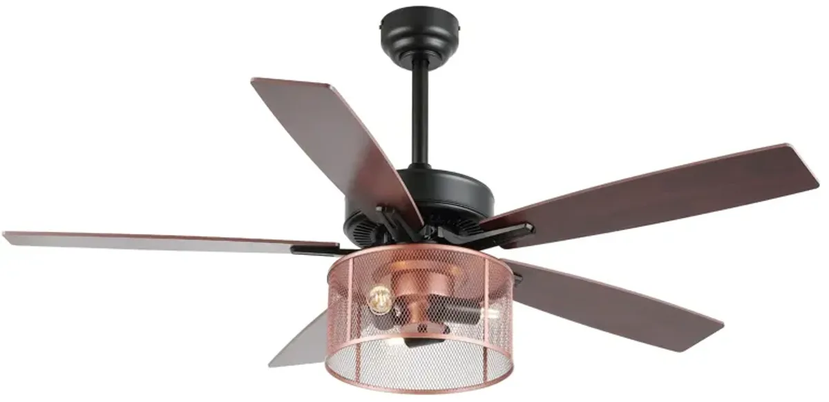 Max Farmhouse Industrial Iron/Wood Mobile Appremote Controlled LED Ceiling Fan