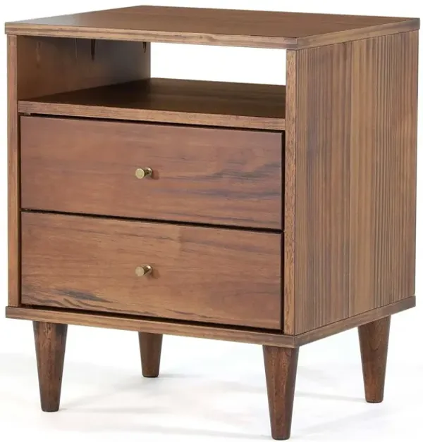 Hivvago Farmhouse Mid Century 2 Drawer Nightstand