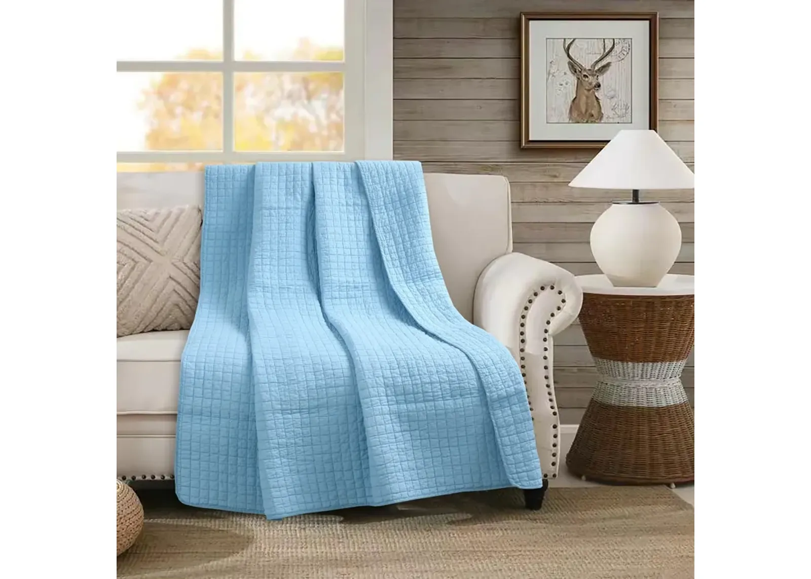 MarCielo 100% Cotton Quilted Throw  50 x 60 inches