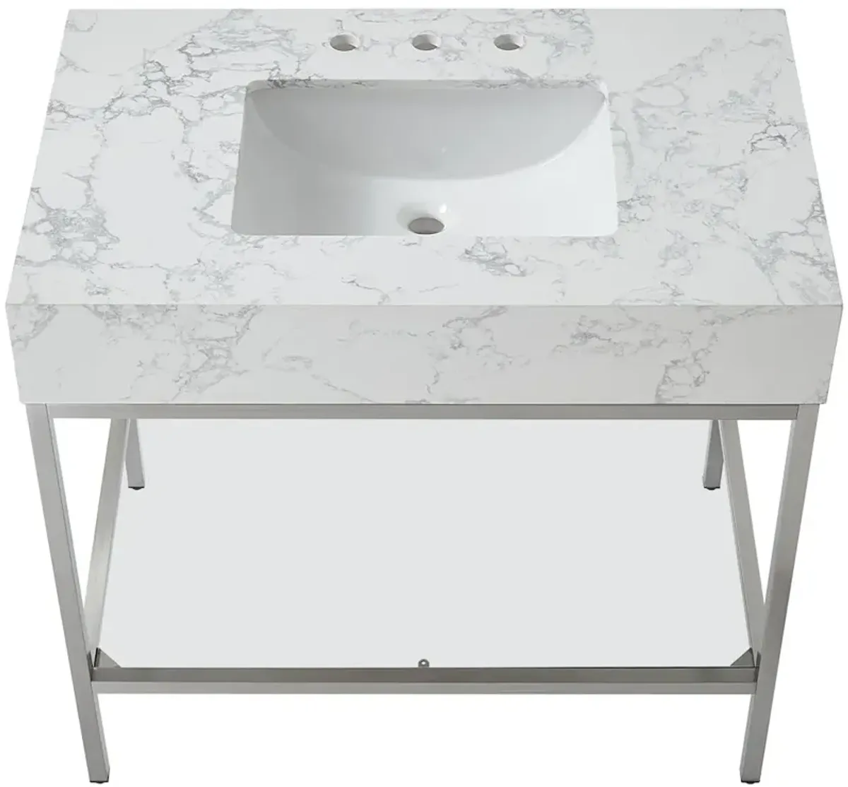 Meridian Furniture Marmo White Engineered Marble Bathroom Vanity