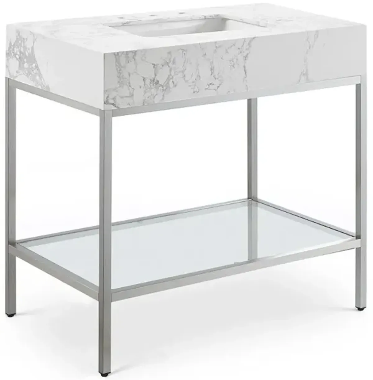 Meridian Furniture Marmo White Engineered Marble Bathroom Vanity