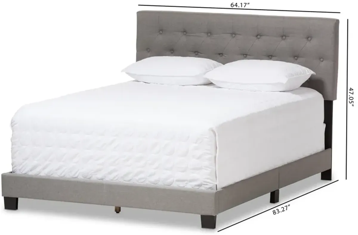 Baxton Studio Cassandra Modern and Contemporary Light Grey Fabric Upholstered Queen Size Bed