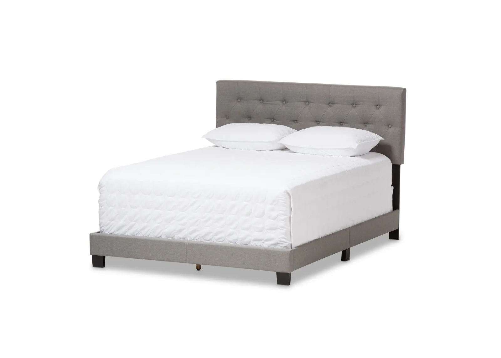 Baxton Studio Cassandra Modern and Contemporary Light Grey Fabric Upholstered Queen Size Bed