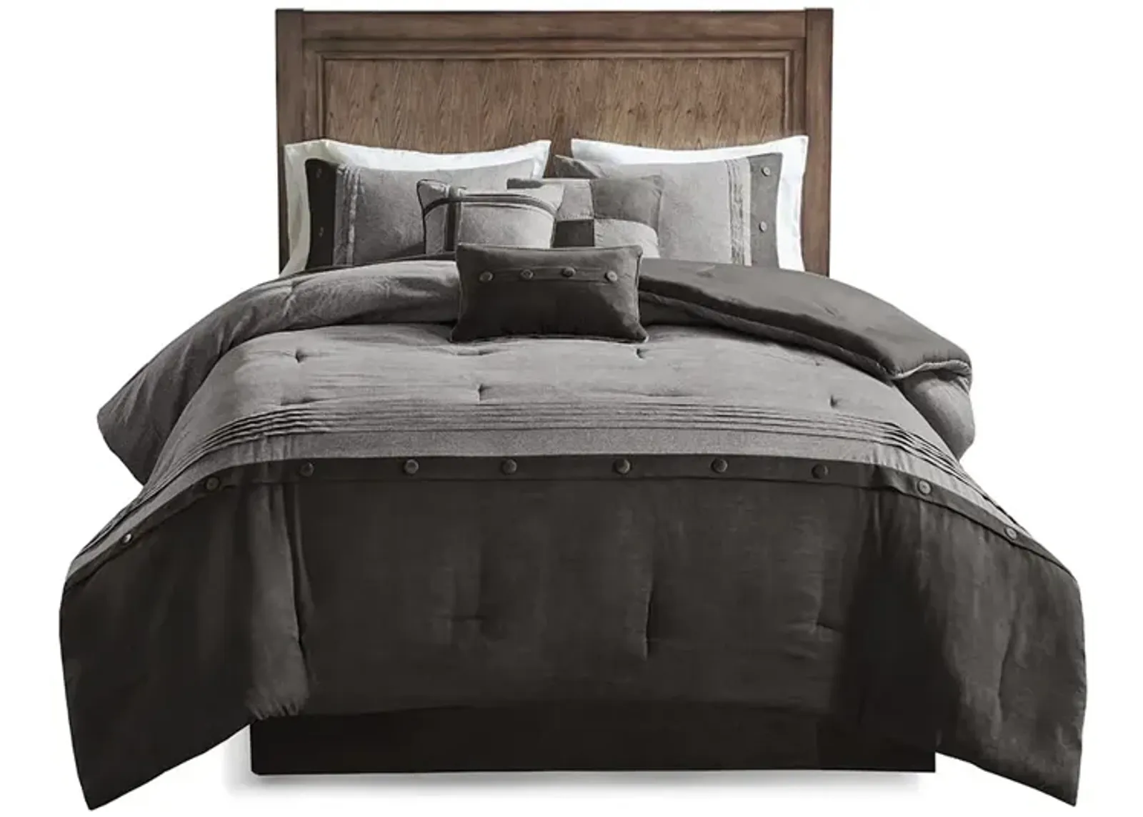 Gracie Mills Maldonado 7-Piece Rustic Faux Suede Comforter Set