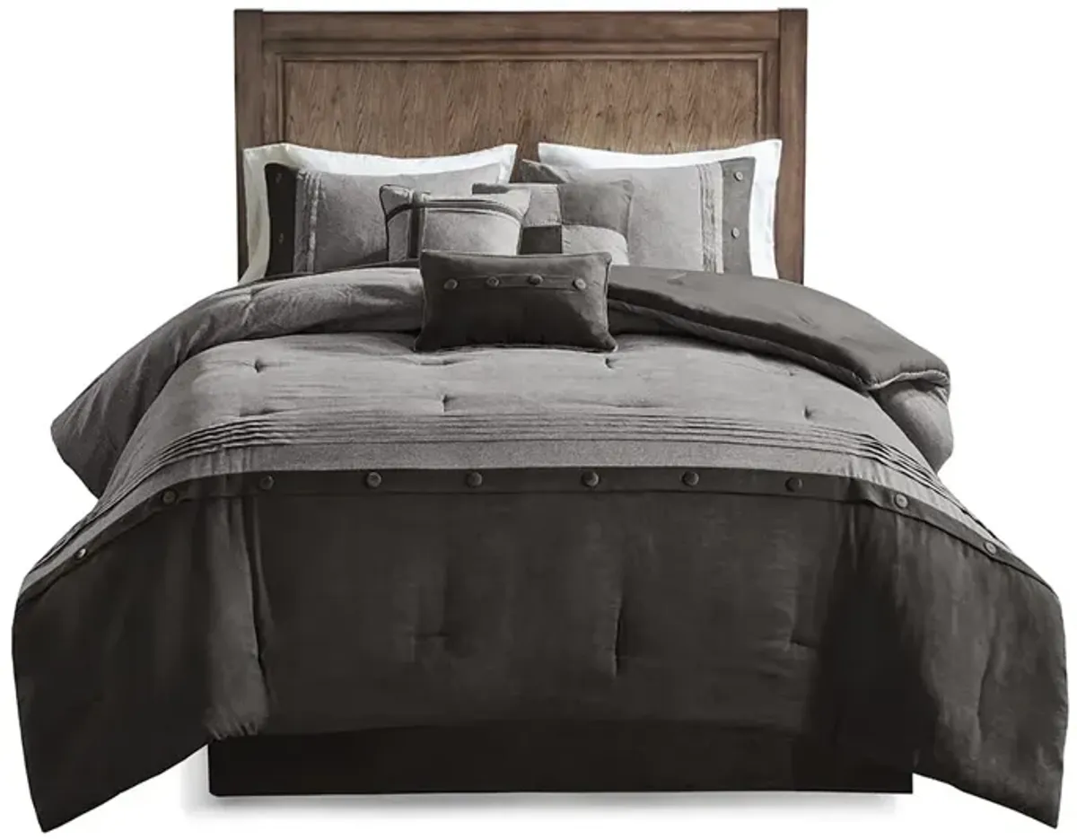 Gracie Mills Maldonado 7-Piece Rustic Faux Suede Comforter Set