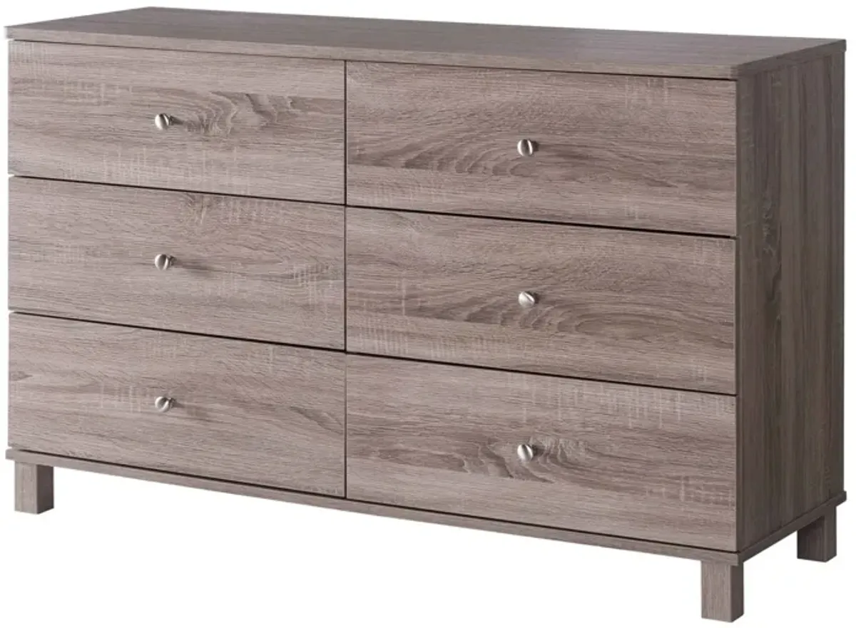 47.25 Inches 6 Drawer Dresser with Straight Legs, Taupe Brown-Benzara