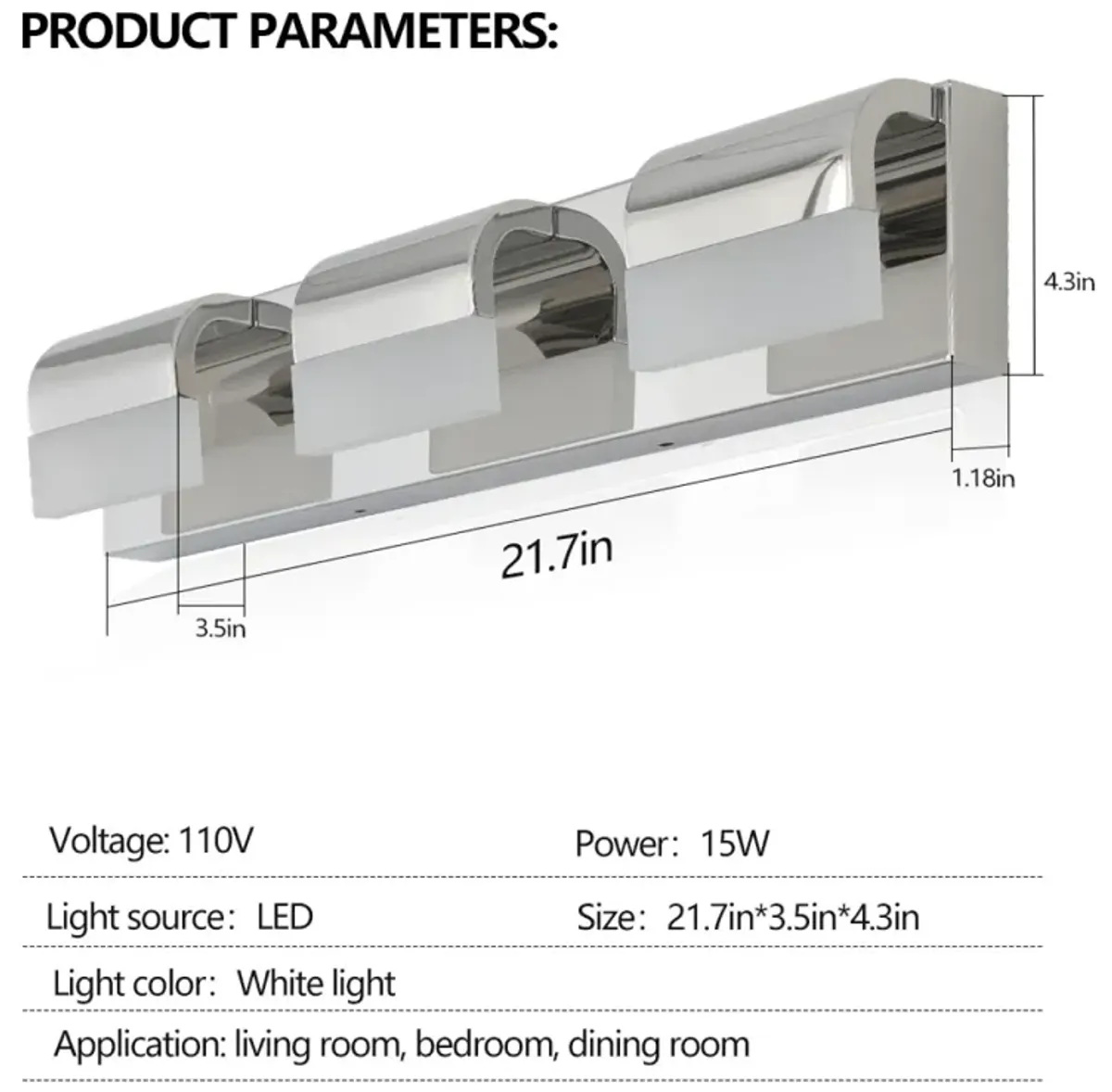 Bathroom Vanity Lighting 3-Light LED Vanity Lights Over Mirror Bath Wall Lighting