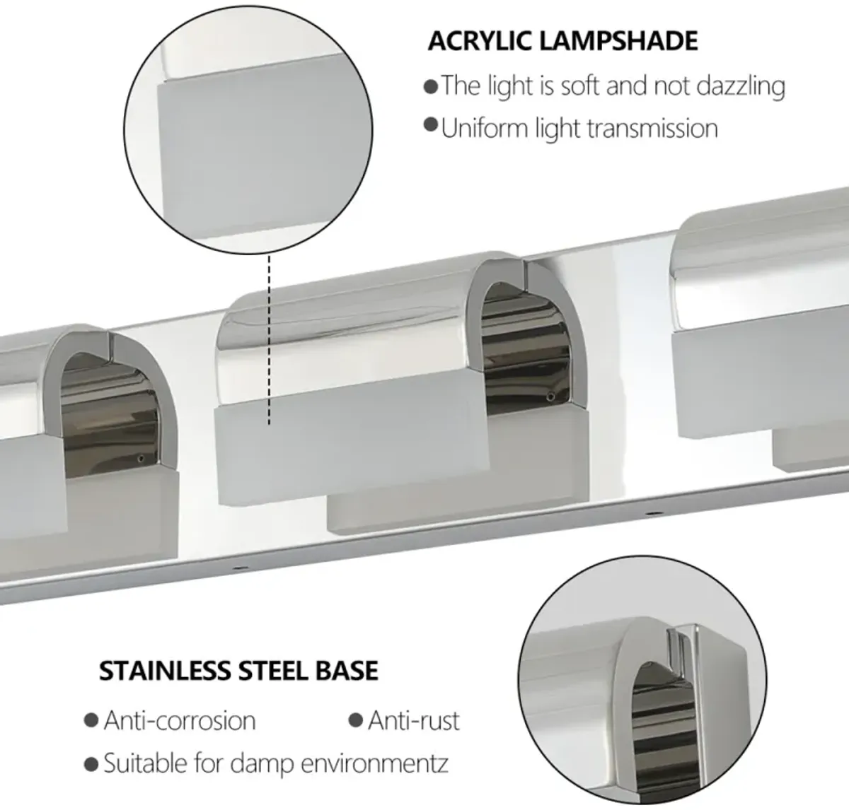 Bathroom Vanity Lighting 3-Light LED Vanity Lights Over Mirror Bath Wall Lighting