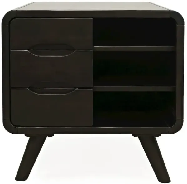 Jofran Marlowe Mid-Century Modern 24 Curved End Table with Storage Drawers