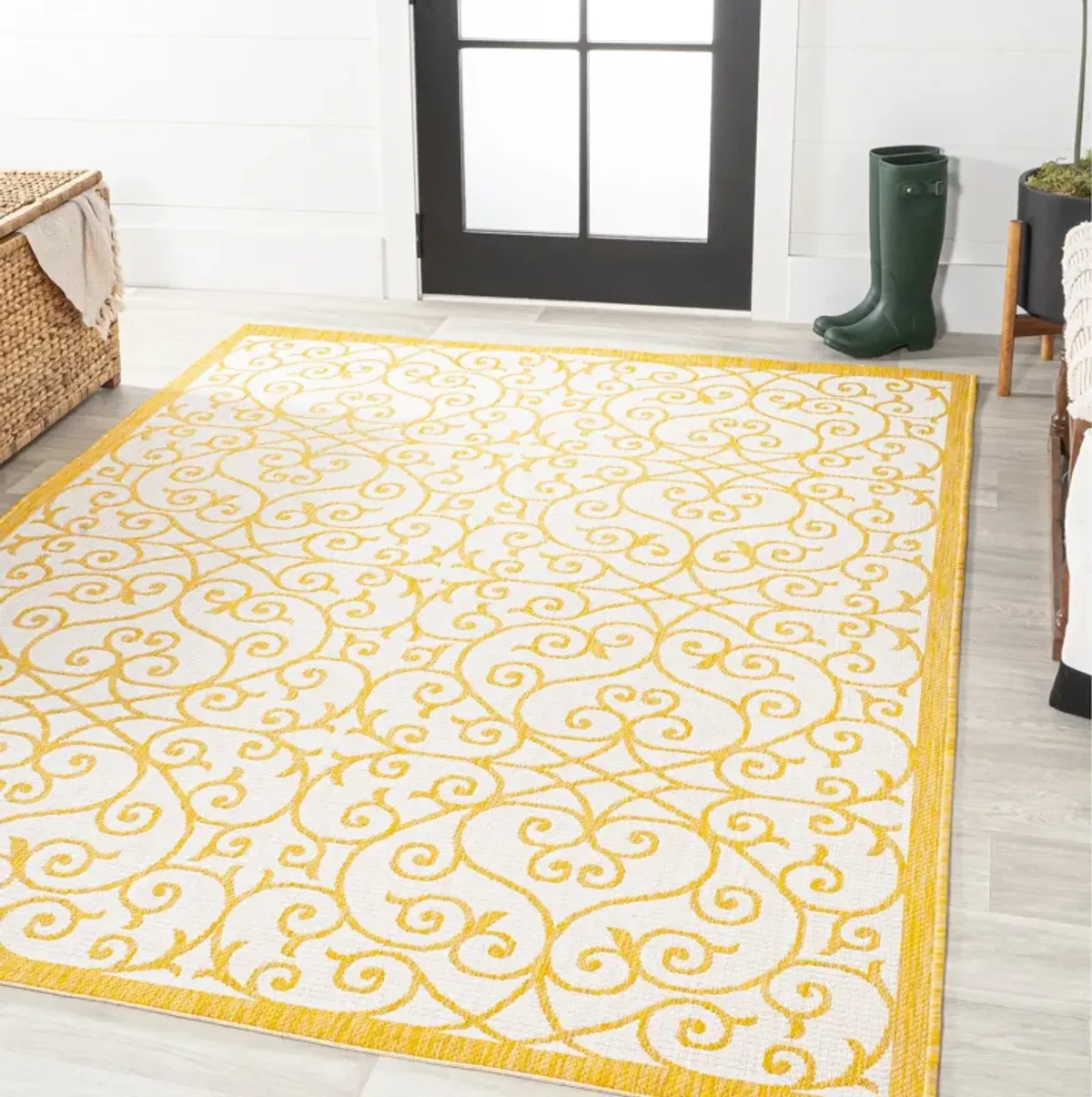 Madrid Vintage Filigree Textured Weave Indoor/Outdoor Area Rug