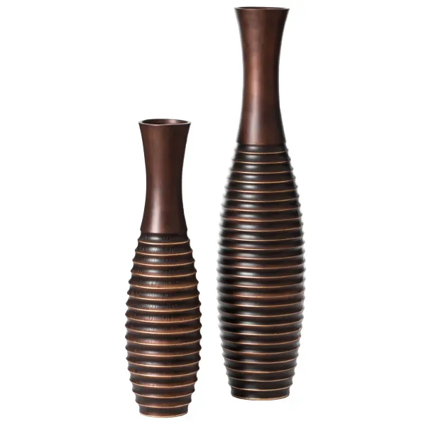 Elegant Decorative Tall Trumpet Shape Floor Vase in Brown - Modern Home Décor Accent, Sleek Tall Floor Vase for Living Room, Entryway, or Dining Room, Perfect for Dried Flowers or Silk Arrangements, Set of 2