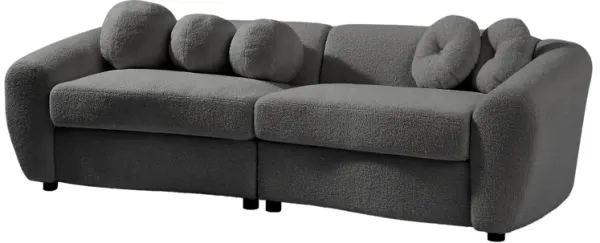 Modern Curved Sofa with Throw Pillows