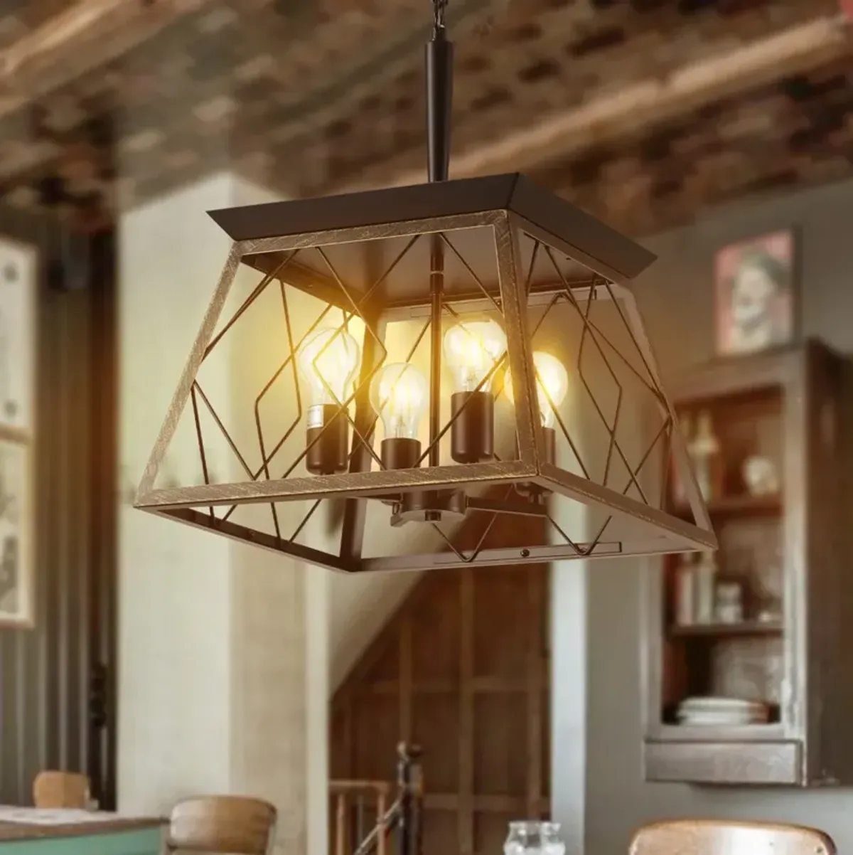 Vintage 4-Light Farmhouse Chandelier