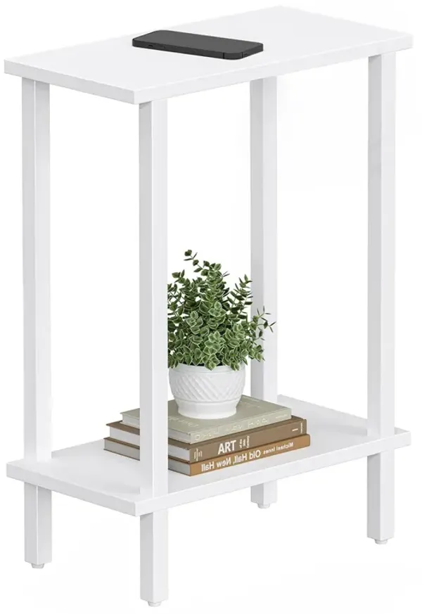 TUTOTAK Small Side Table, Narrow End Table, Skinny Sofa Table, Slim Nightstand, Couch Table, Living Room, Bed Room, White TB01BW