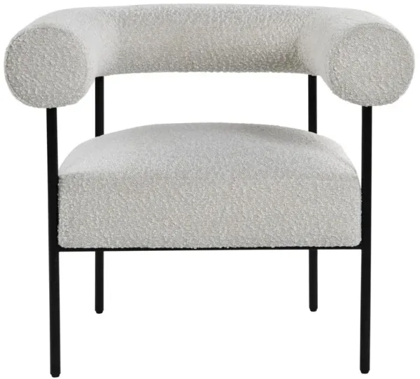 Shena Cream Boucle Fabric with Black Leg Accent Chair