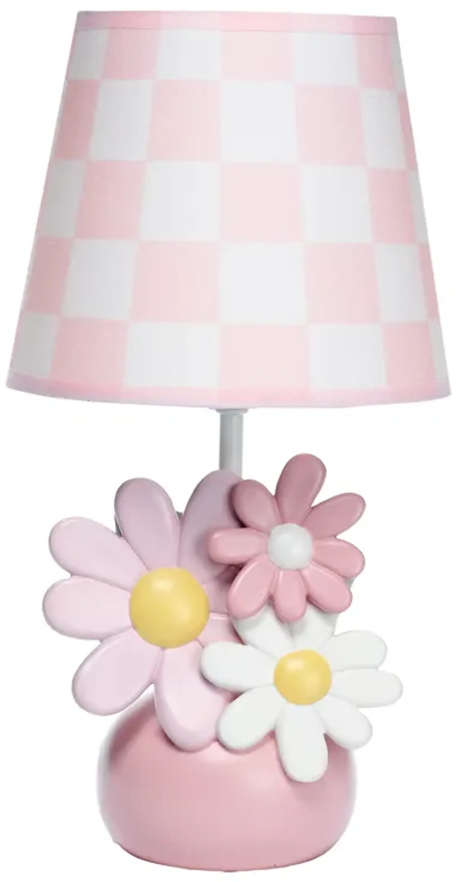 Lambs & Ivy Daisy Dreams Hand-Painted Pink Floral Lamp w/ Shade and LED Bulb