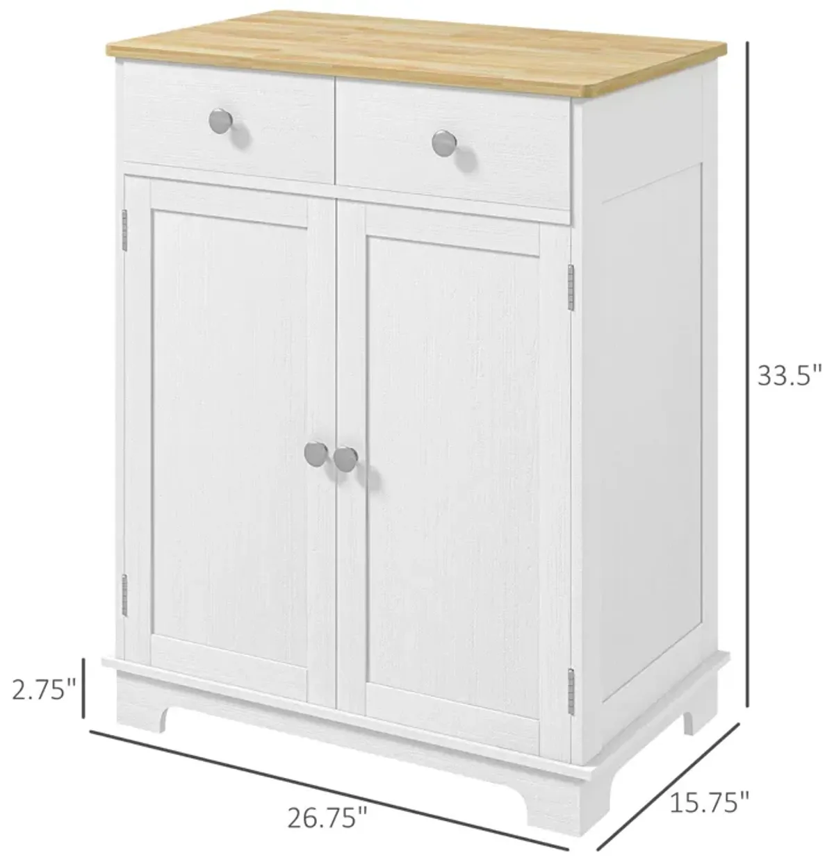 Sideboard Buffet Cabinet: Solid Wood Top, 2 Drawers