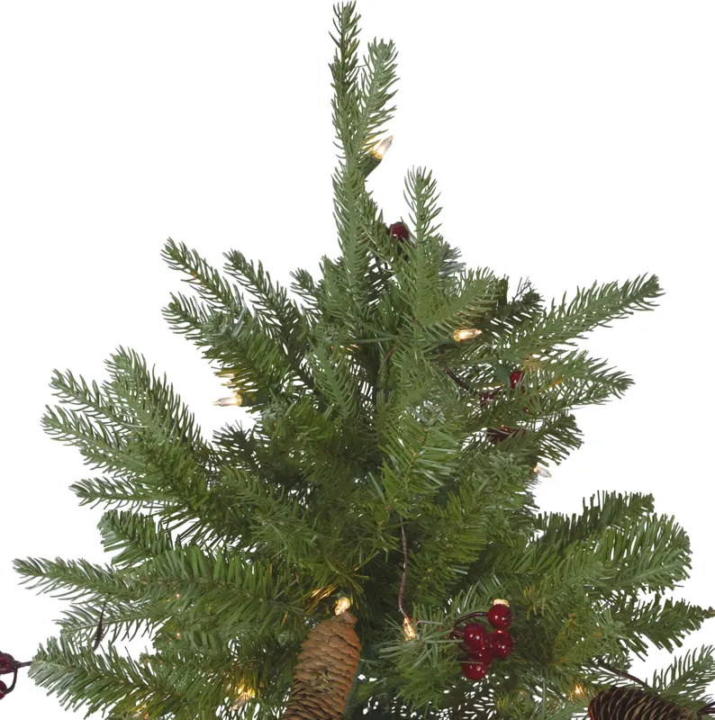 7.5’ Pre-Lit Mixed Winter Berry Pine Artificial Christmas Tree - Clear Lights